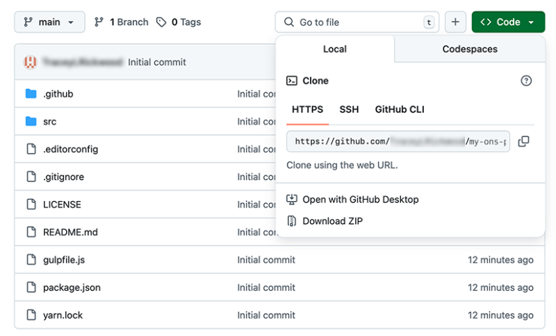 Main page of GitHub repository