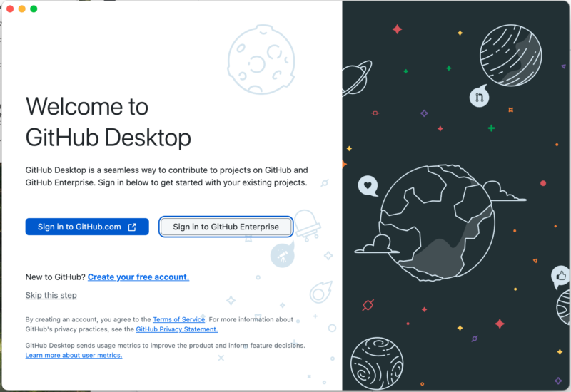 GitHub welcome screen