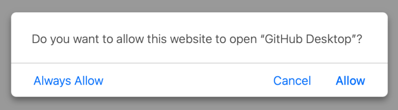 Allow GitHub to open desktop version