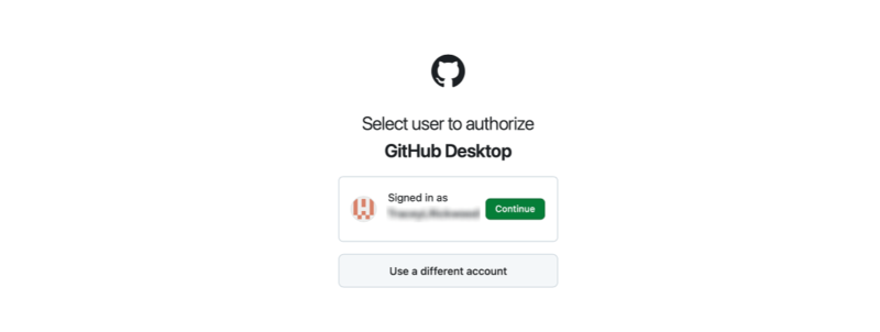 Select a Git Hub account screen