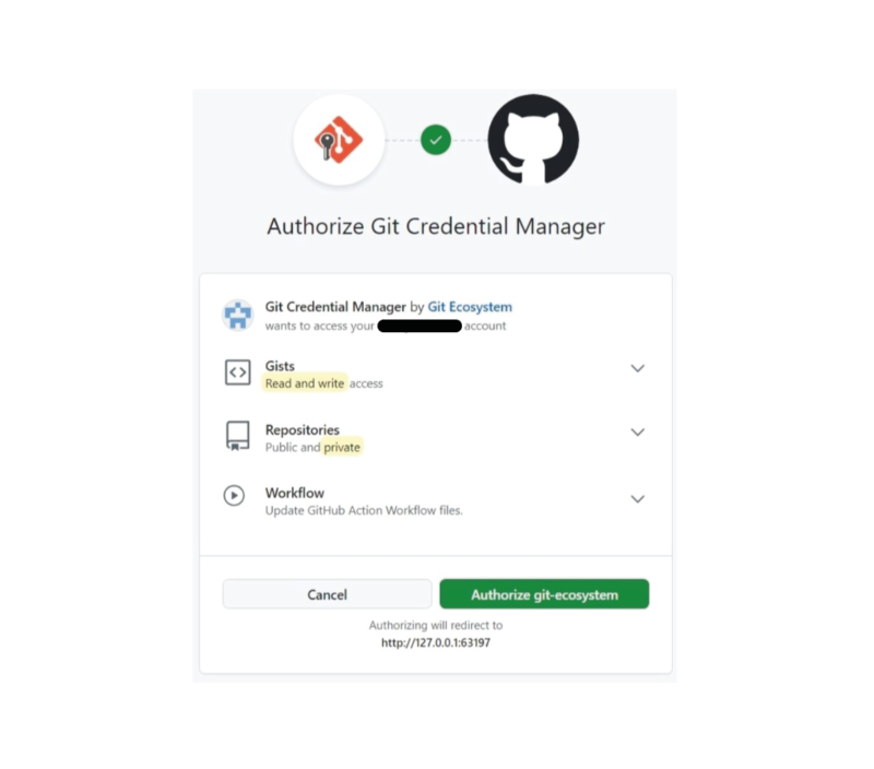 Authorizing Git credential manager